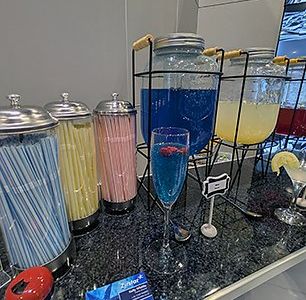 Exhibition stand design branded bar and hospitality area
